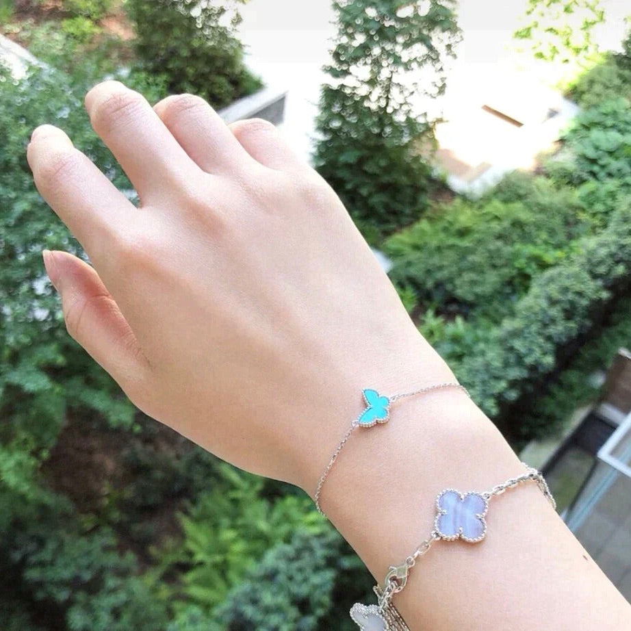 [Charm Aries Jewelry]BUTTERFLY TURQUOISE BUTTERFLY BRACELET SILVER