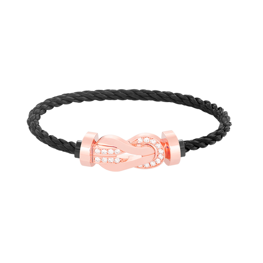 [Charm Aries Jewelry]CHANCE LARGE 8 FIGURE BUCKLE HALF DIAMOND BRACELET ROSE GOLD