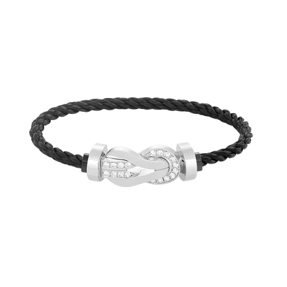 [Charm Aries Jewelry]CHANCE LARGE 8 FIGURE BUCKLE HALF DIAMOND BRACELET SILVER