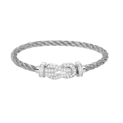 [Charm Aries Jewelry]CHANCE LARGE 8 FIGURE BUCKLE FULL DIAMOND BRACELET SILVER