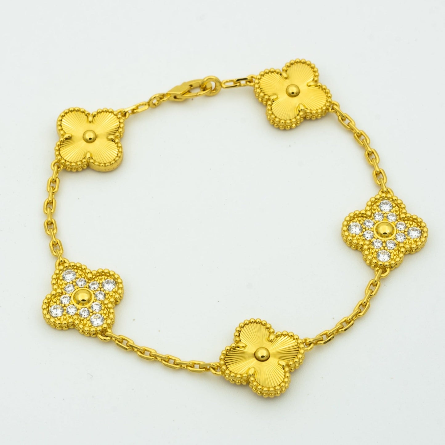 [Charm Aries Jewelry]CLOVER BRACELET 5 MOTIFS GOLD DIAMOND