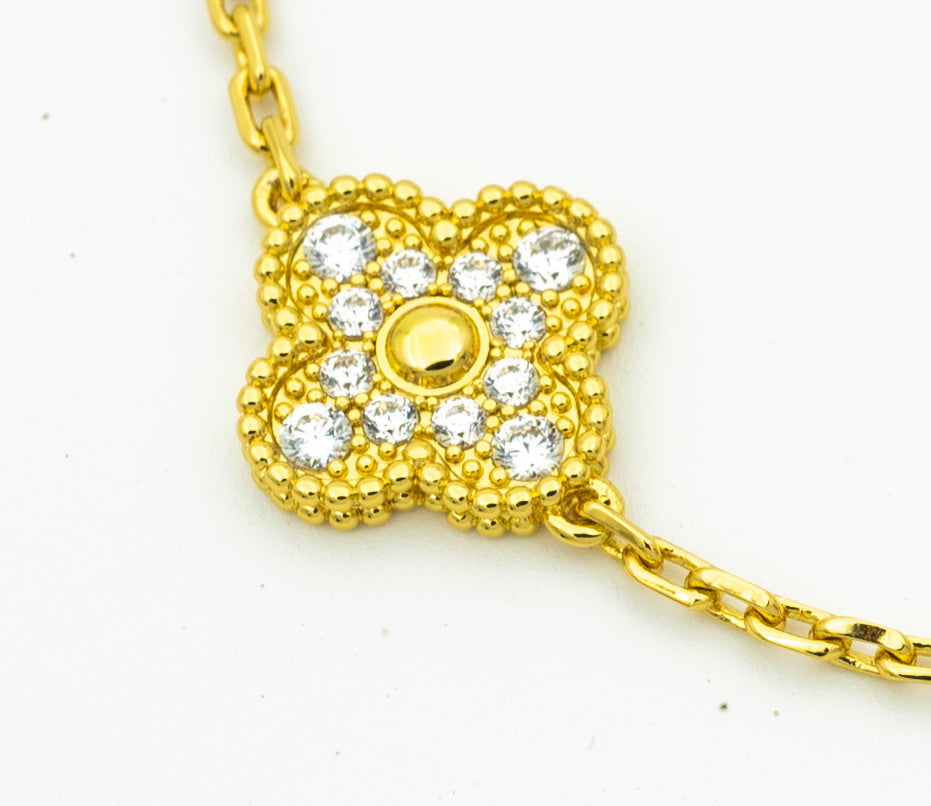 [Charm Aries Jewelry]CLOVER BRACELET 5 MOTIFS GOLD DIAMOND