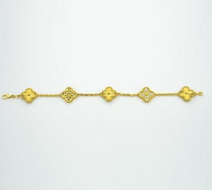 [Charm Aries Jewelry]CLOVER BRACELET 5 MOTIFS GOLD DIAMOND