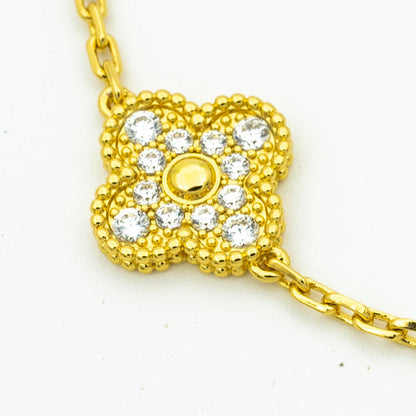 [Charm Aries Jewelry]CLOVER BRACELET 5 MOTIFS GOLD DIAMOND