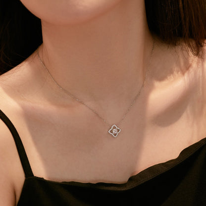 [Charm Aries Jewelry]Exquisite Flower Shape Princess Cut Necklace