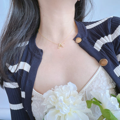 [Charm Aries Jewelry]Sparkling "A" Shape Necklace