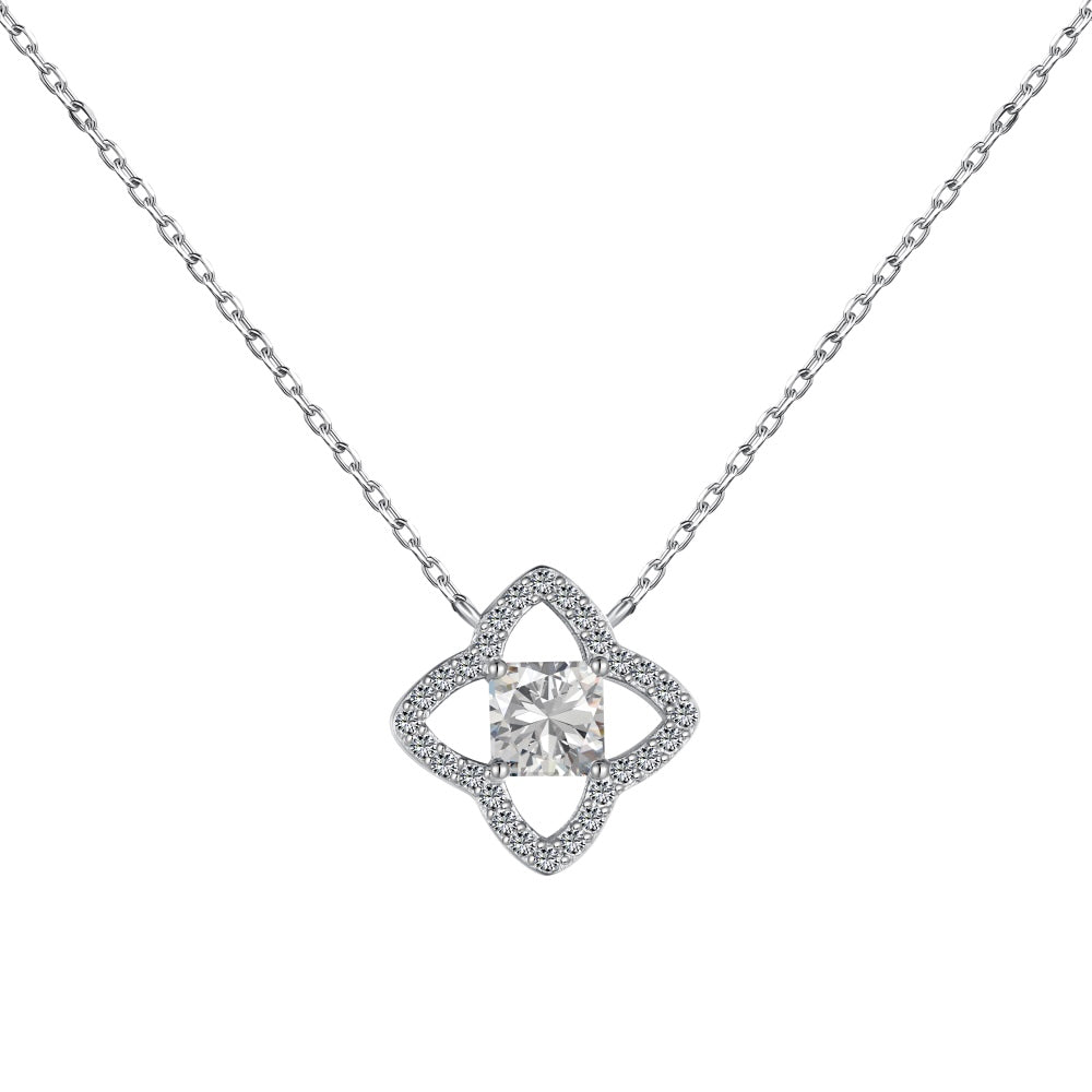 [Charm Aries Jewelry]Exquisite Flower Shape Princess Cut Necklace