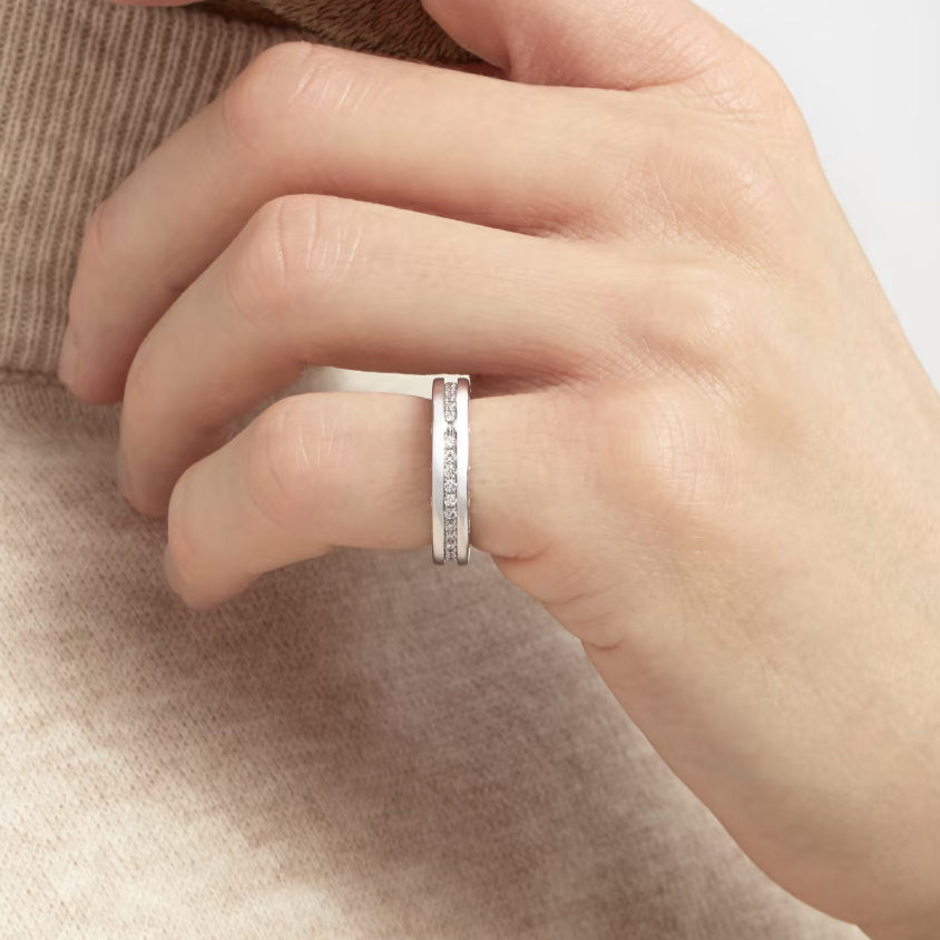 [Charm Aries Jewelry]ZERO 1 ONE-BAND PAVED DIAMONDS ON THE SPIRAL RING