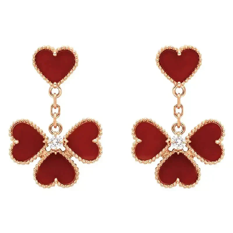[Charm Aries Jewelry]SWEET CLOVER CARNELIAN EARRINGS