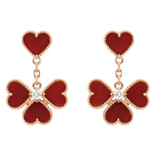 [Charm Aries Jewelry]SWEET CLOVER CARNELIAN EARRINGS