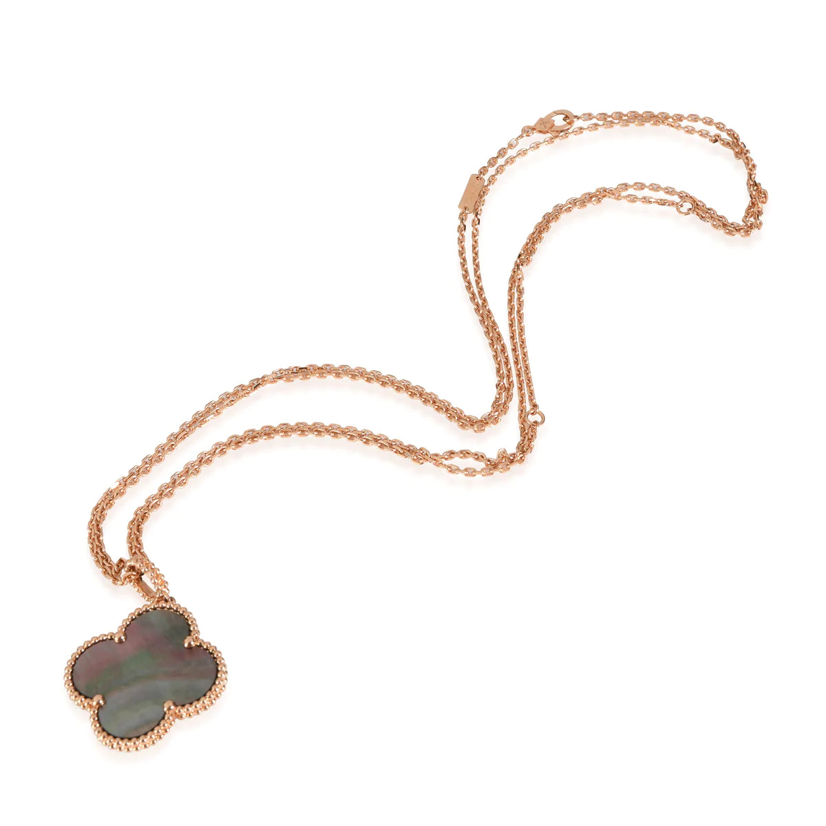 [Charm Aries Jewelry]CLOVER 25MM GOLD DARK MOP BIG CLOVER NECKLACE