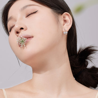 [Charm Aries Jewelry]Exquisite Earrings With Heart-Shaped Bow Design