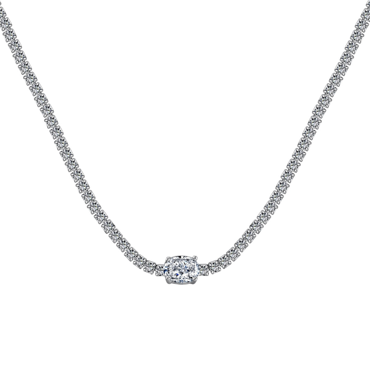 [Charm Aries Jewelry]1.0 Carat Shining Oval Cut Necklace