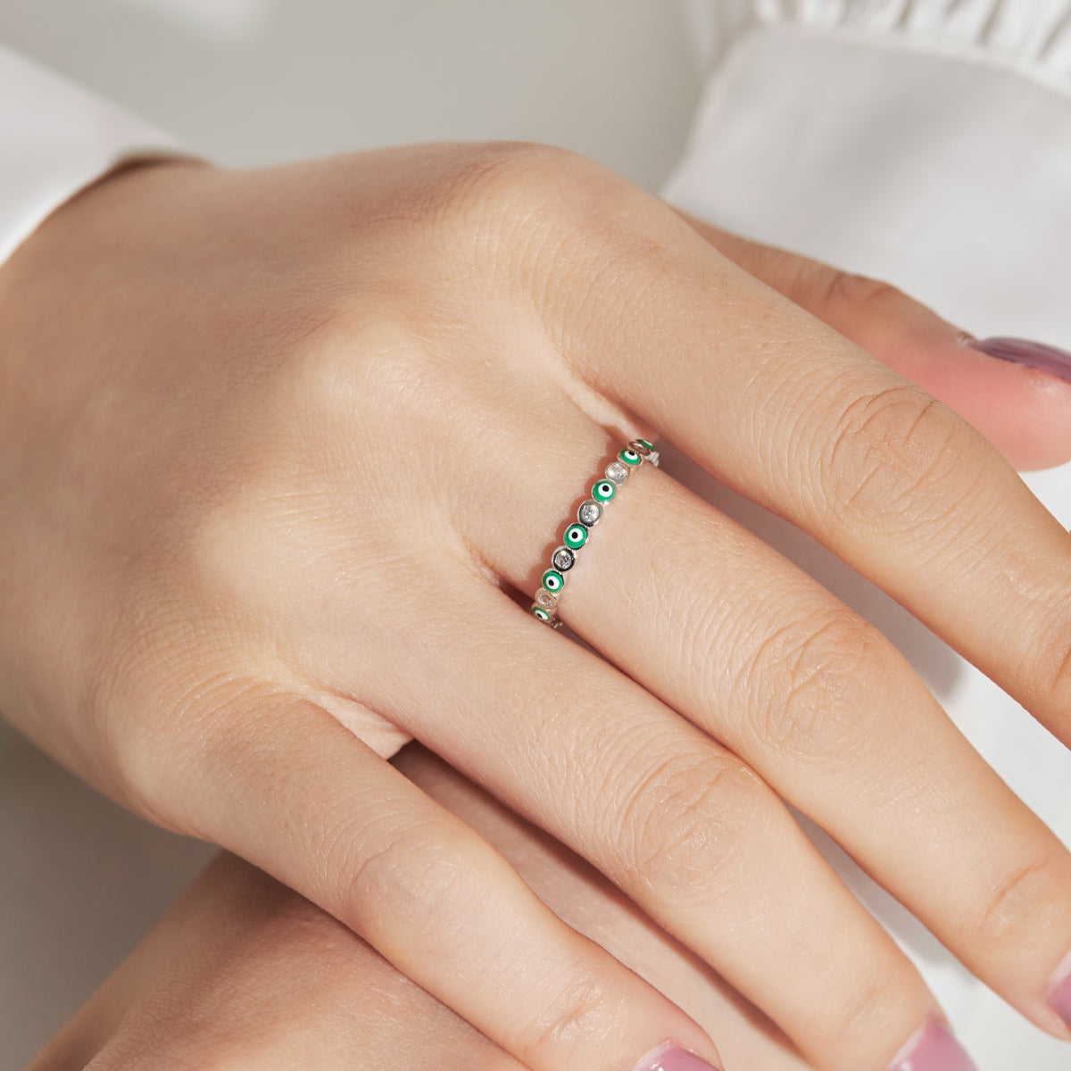 [Charm Aries Jewelry]Sparkling Vibrant Round Shape Daily Ring