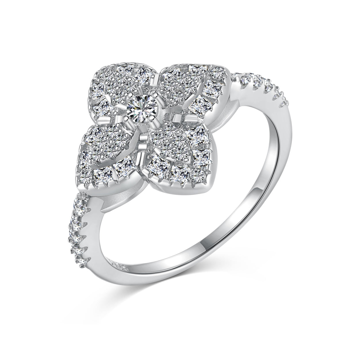 [Charm Aries Jewelry]Luxurious Colorful Flower Shape Banquet Ring