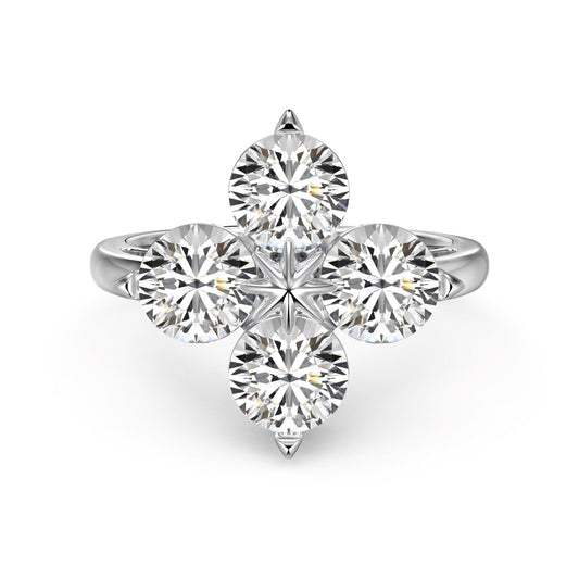 [Charm Aries Jewelry]Four-Leaf Charm Aries Eight-Pointed Star Ring