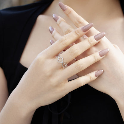 [Charm Aries Jewelry]Hollow Design Four-Leaf Charm Aries Flower Shape Ring