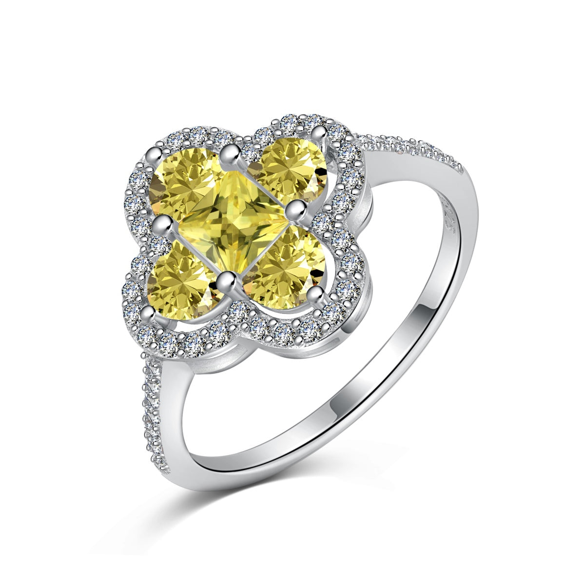 [Charm Aries Jewelry]Luxurious Eternity Flower Shape Banquet Ring