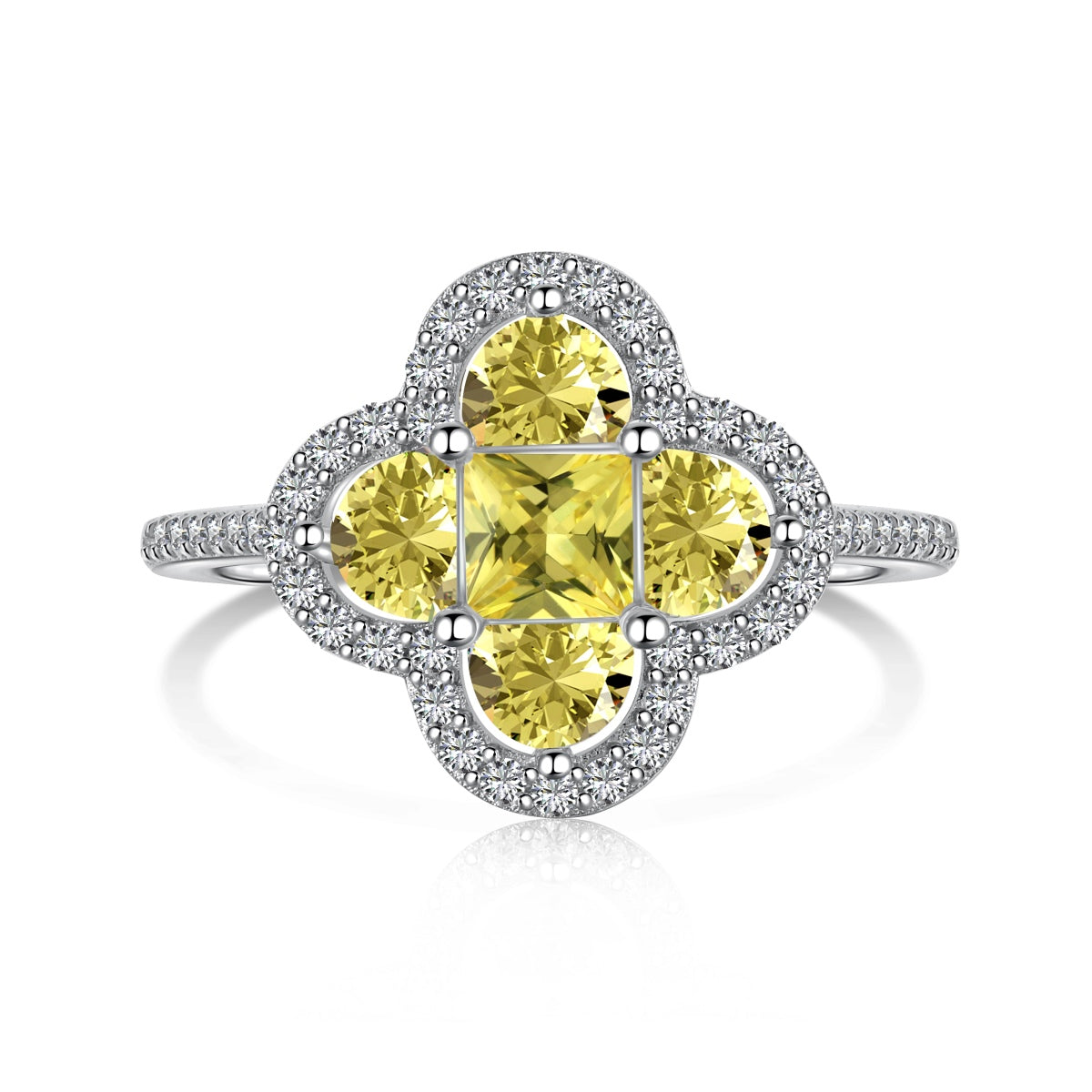 [Charm Aries Jewelry]Luxurious Eternity Flower Shape Banquet Ring