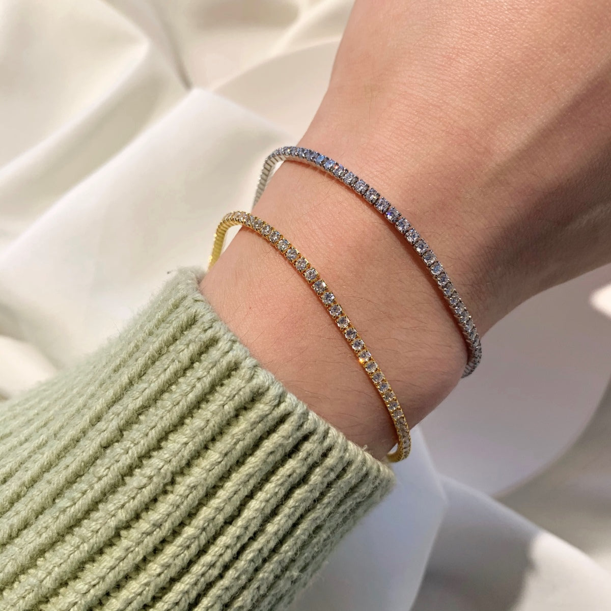 [Charm Aries Jewelry]Radiant Shinning Princess Cut Tennis Bracelet