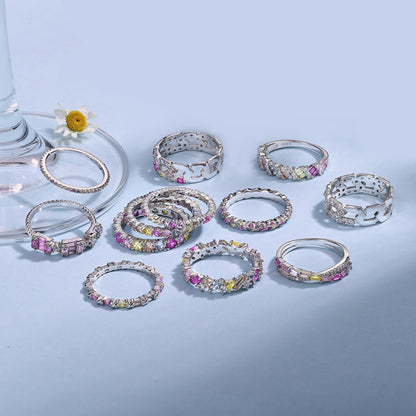 [Charm Aries Jewelry]Radiant Sparkling Round Cut Daily Ring