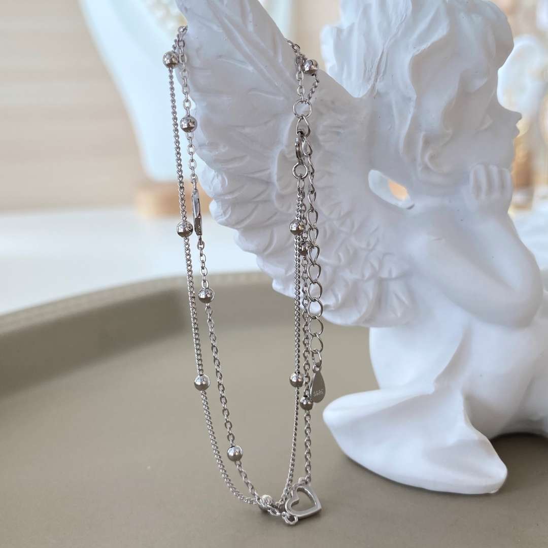 [Charm Aries Jewelry]Dainty Double Layer Love Heart Bracelet