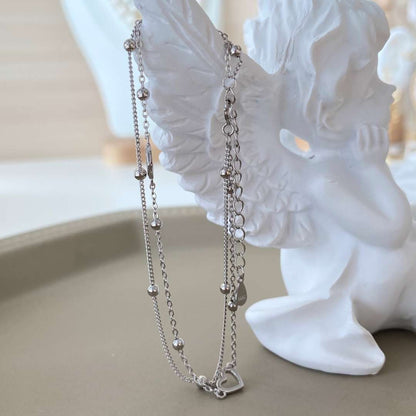 [Charm Aries Jewelry]Dainty Double Layer Love Heart Bracelet