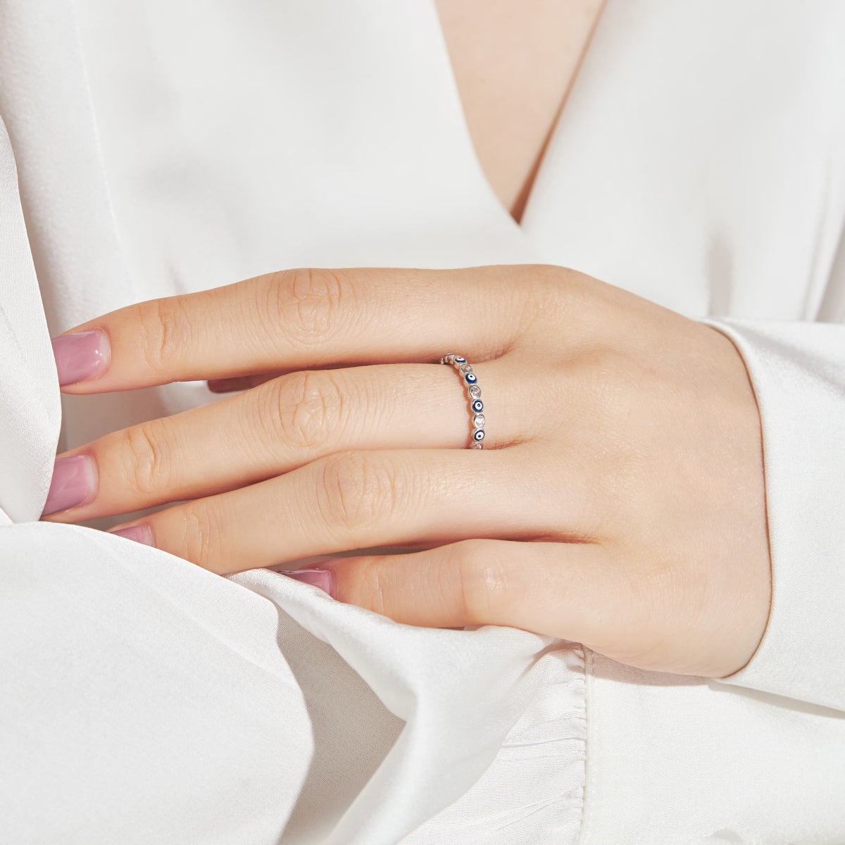 [Charm Aries Jewelry]Sparkling Vibrant Round Shape Daily Ring