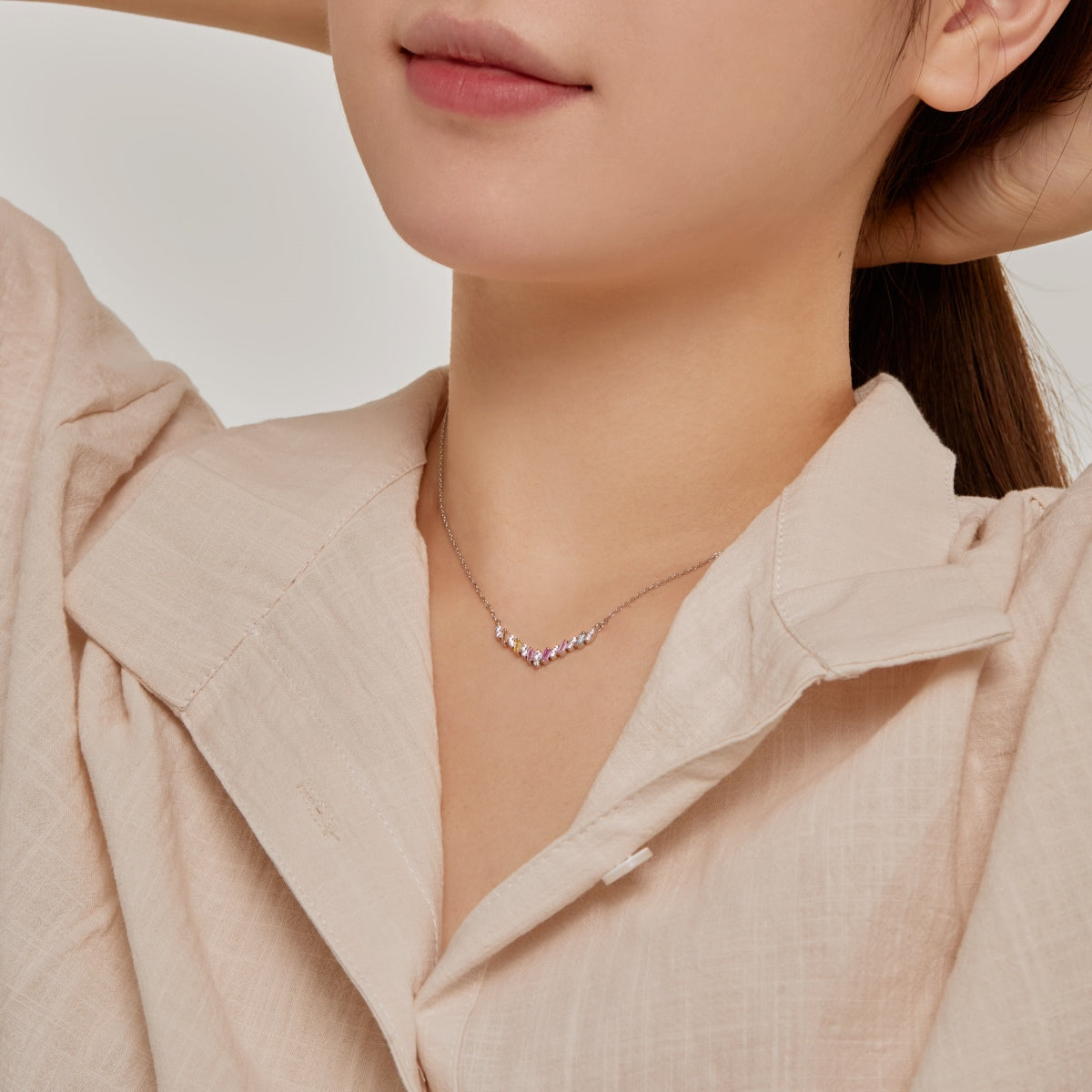 [Charm Aries Jewelry]Dazzling Rainbow Necklace