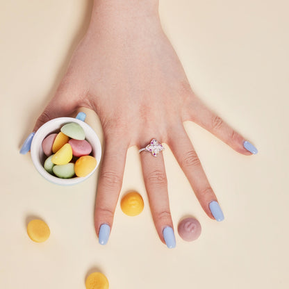 [Charm Aries Jewelry]Luxurious Colorful Flower Shape Banquet Ring