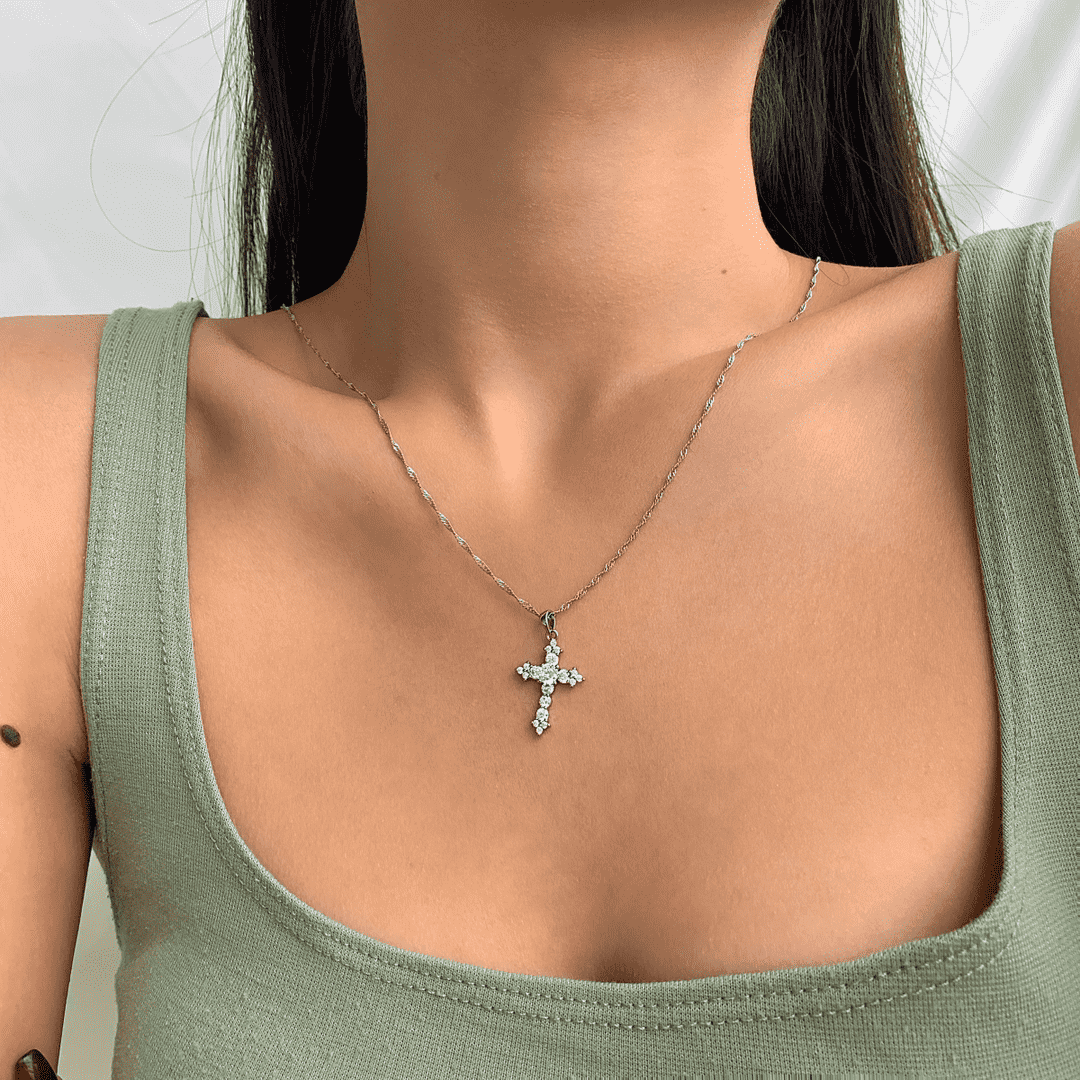 [Charm Aries Jewelry]Delicate Cross Shape Necklace