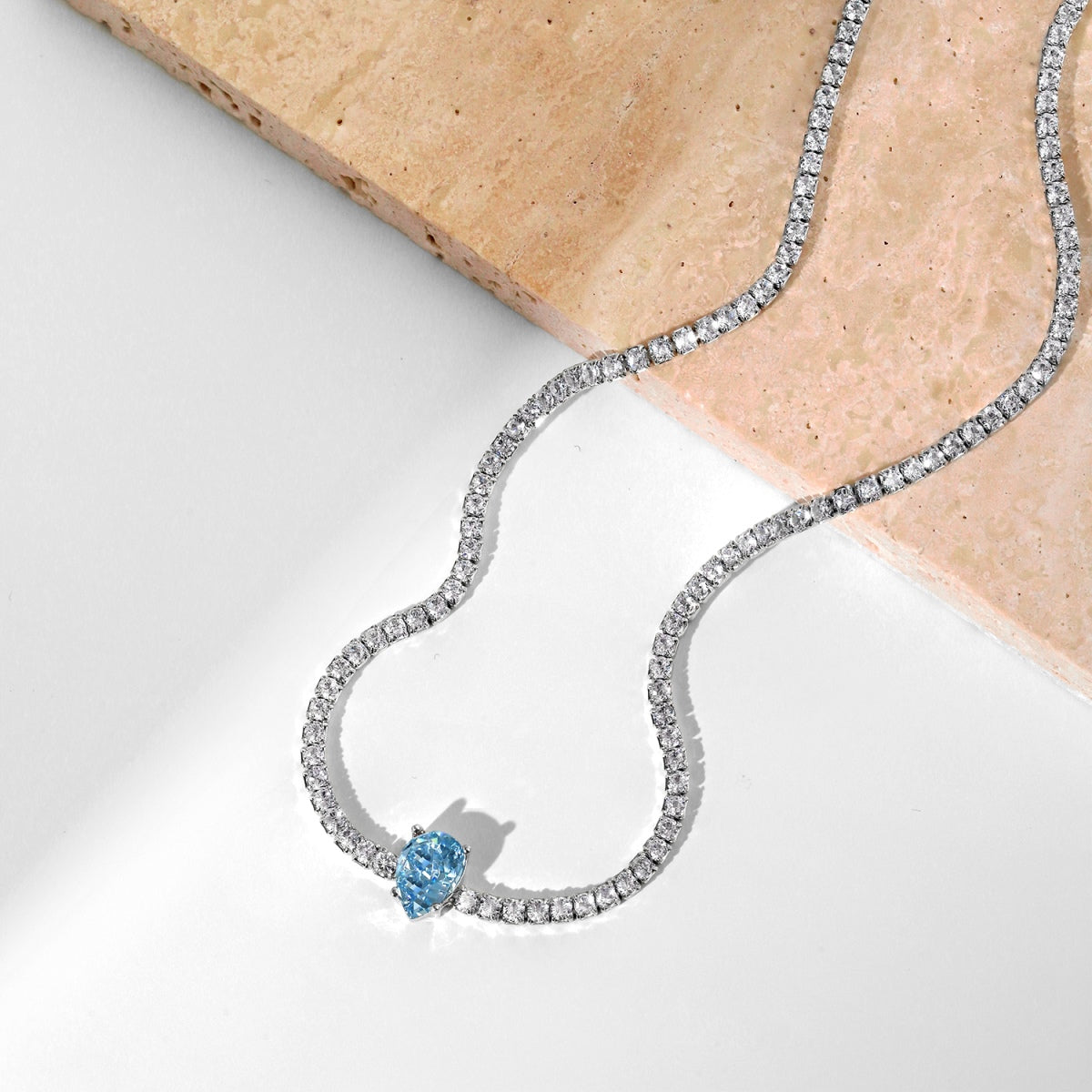 [Charm Aries Jewelry]1.0 carat Unique Pear Cut Tennis Necklace