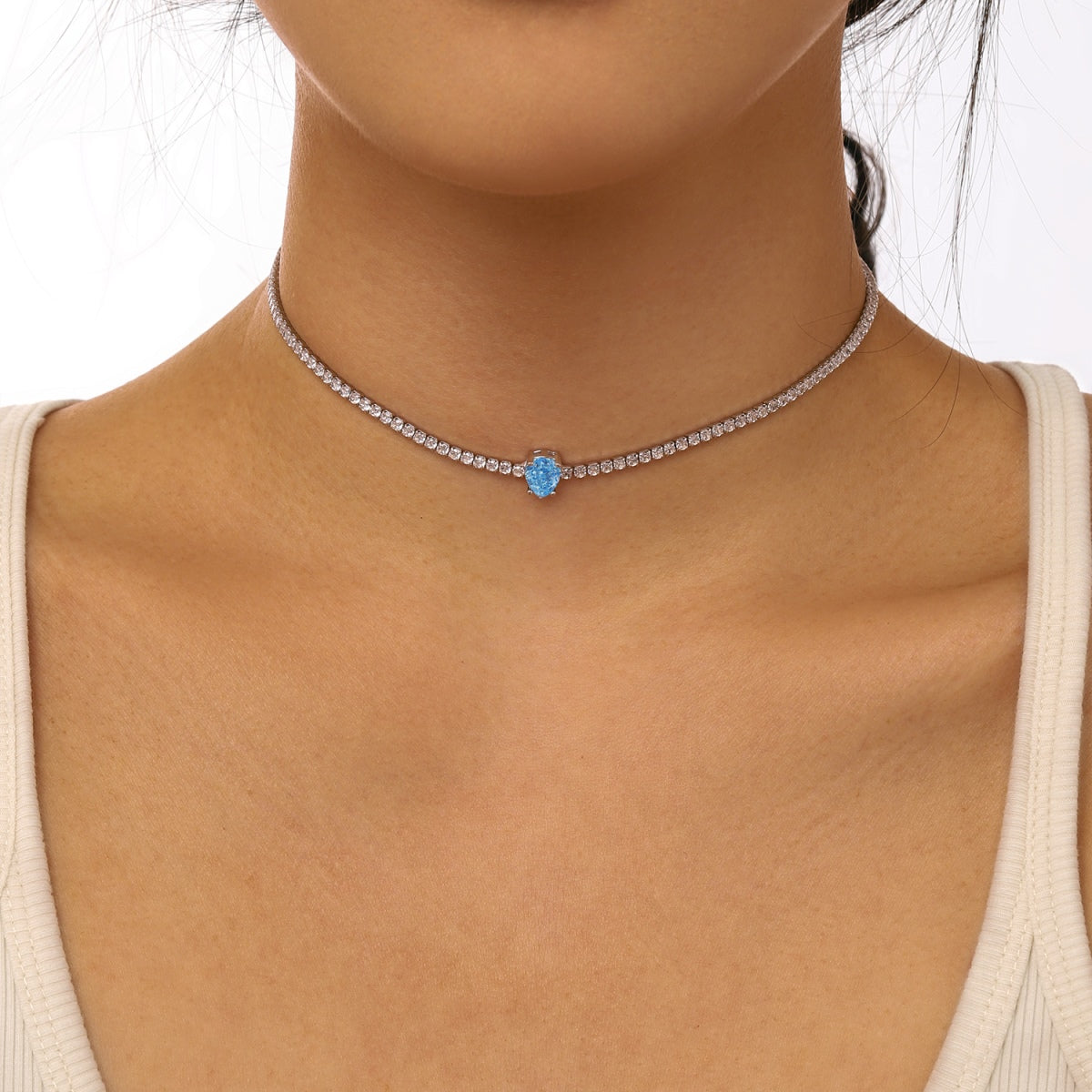 [Charm Aries Jewelry]1.0 carat Unique Pear Cut Tennis Necklace