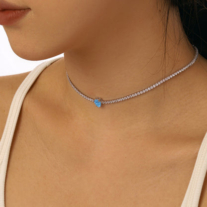 [Charm Aries Jewelry]1.0 carat Unique Pear Cut Tennis Necklace