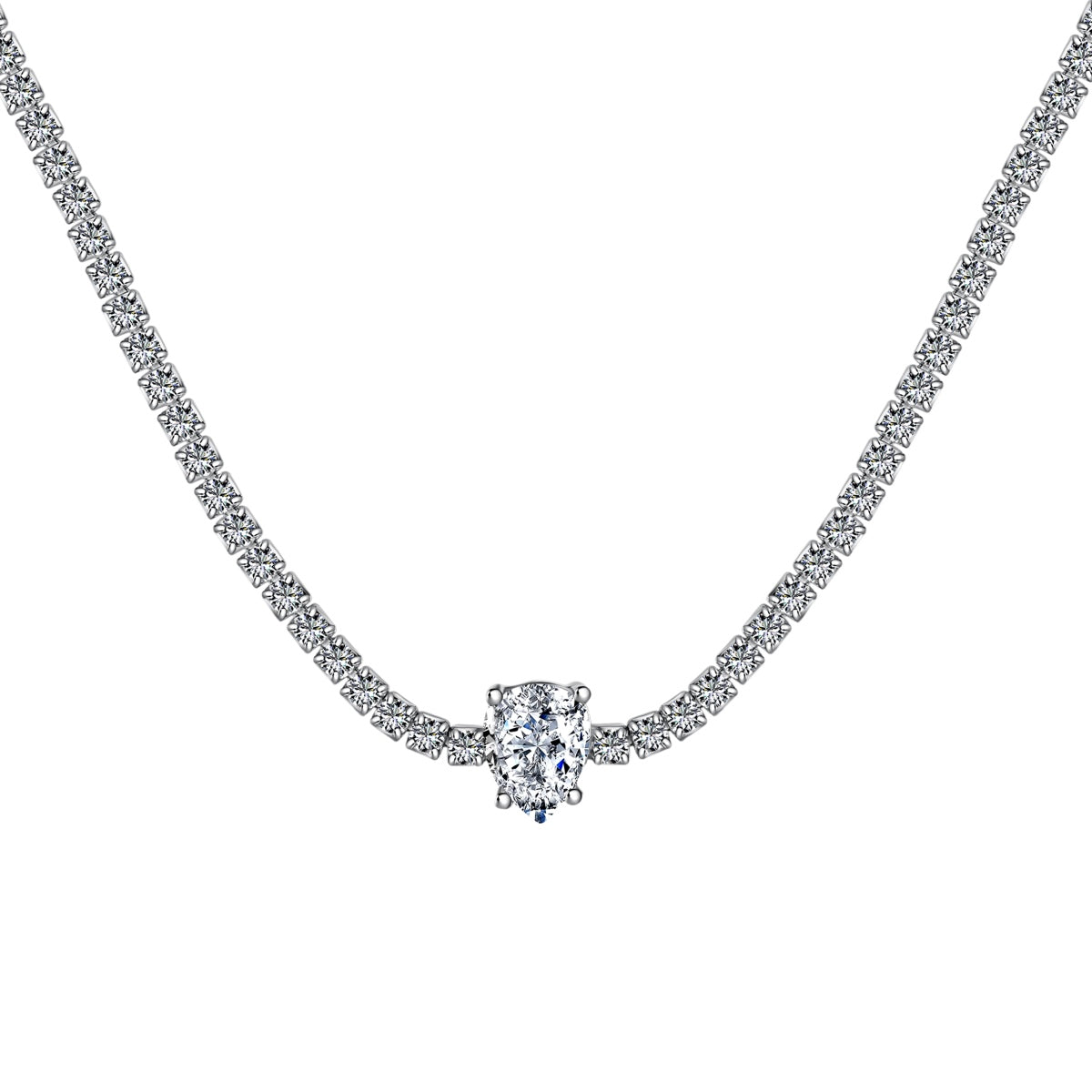 [Charm Aries Jewelry]1.0 carat Unique Pear Cut Tennis Necklace