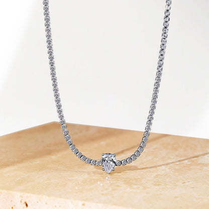 [Charm Aries Jewelry]1.0 carat Unique Pear Cut Tennis Necklace