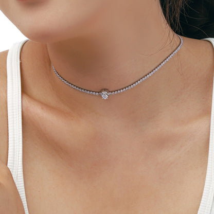 [Charm Aries Jewelry]1.0 carat Unique Pear Cut Tennis Necklace