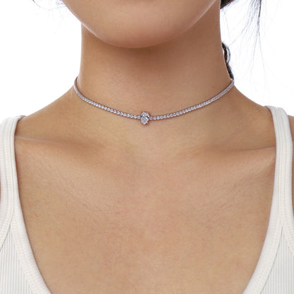 [Charm Aries Jewelry]1.0 carat Unique Pear Cut Tennis Necklace