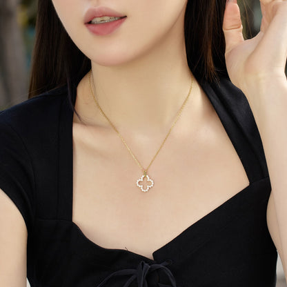 [Charm Aries Jewelry]Four-Leaf Charm Aries Hollow Design Exquisite Necklace