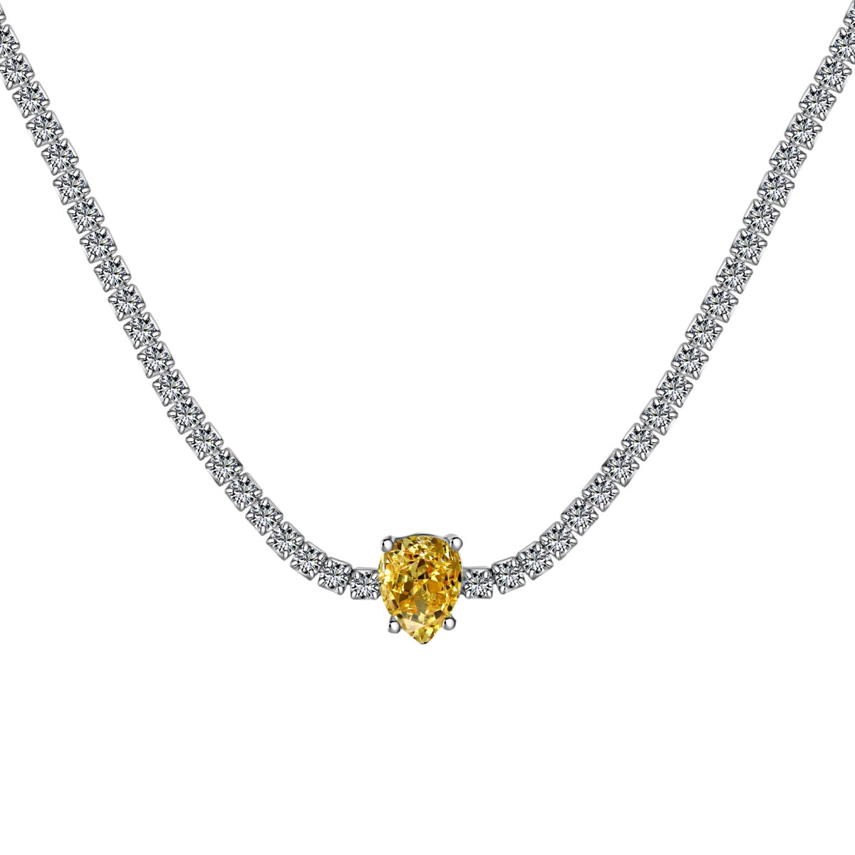 [Charm Aries Jewelry]1.0 carat Unique Pear Cut Tennis Necklace