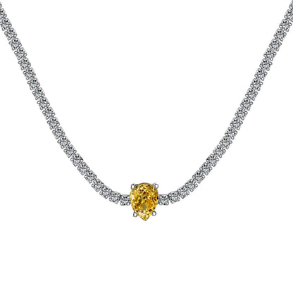 [Charm Aries Jewelry]1.0 carat Unique Pear Cut Tennis Necklace