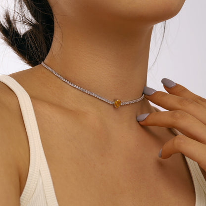 [Charm Aries Jewelry]1.0 carat Unique Pear Cut Tennis Necklace
