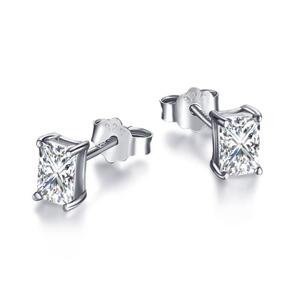 [Charm Aries Jewelry]Stylish Shiny Rectangular Center Stone Stud Earrings