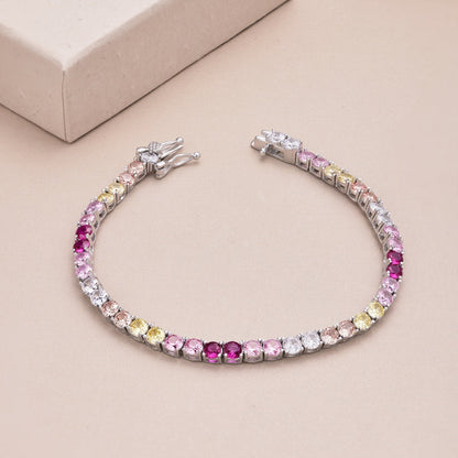 [Charm Aries Jewelry]Radiant Colorful Round Cut Tennis Bracelet
