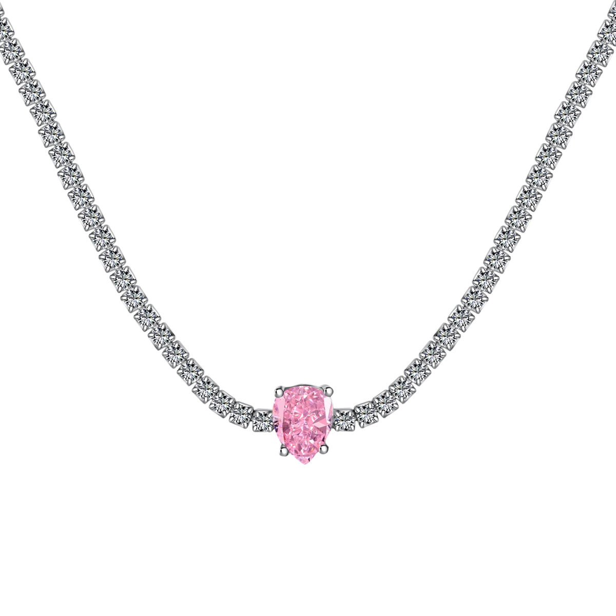 [Charm Aries Jewelry]1.0 carat Unique Pear Cut Tennis Necklace