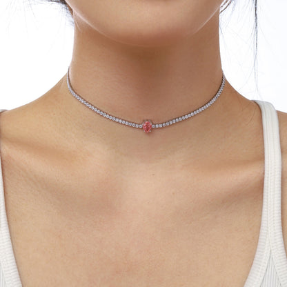 [Charm Aries Jewelry]1.0 carat Unique Pear Cut Tennis Necklace