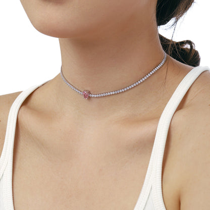 [Charm Aries Jewelry]1.0 carat Unique Pear Cut Tennis Necklace