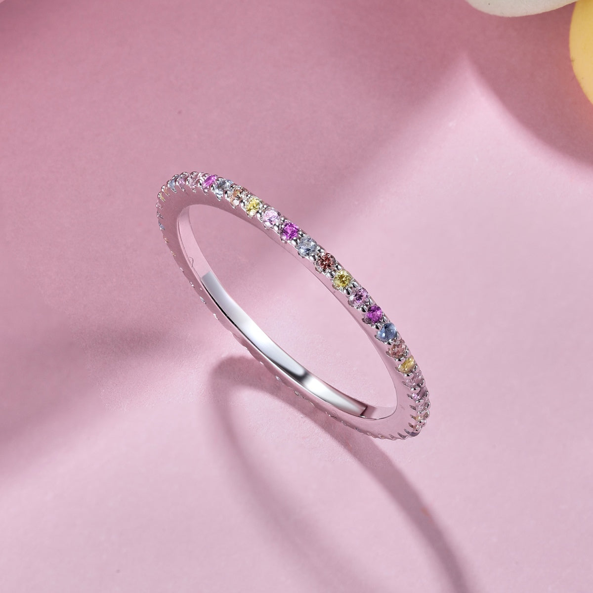 [Charm Aries Jewelry]Ornate Colorful Round Cut Tennis Ring