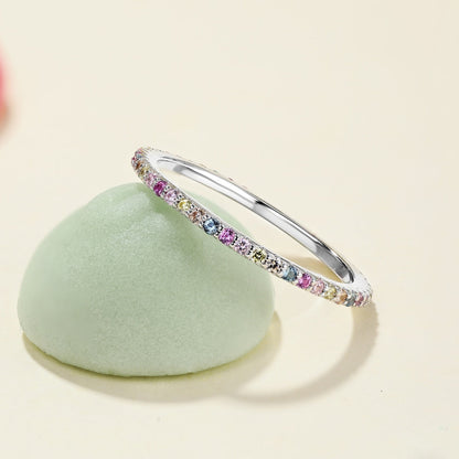 [Charm Aries Jewelry]Ornate Colorful Round Cut Tennis Ring