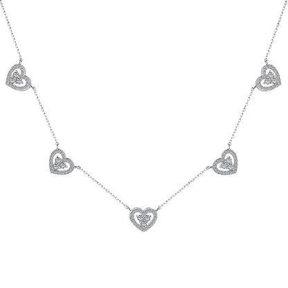 [Charm Aries Jewelry]Sparkling Five Heart Necklace